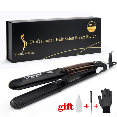 SALON PROFESSIONAL STEAM HAIR STRAIGHTENER + Gifts